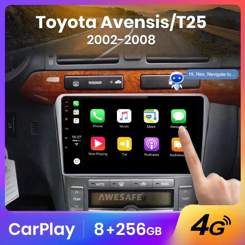 AWESAFE Wireless CarPlay Autoradio for Toyota Avensis 2002 2003 2004 2005 - 2008  Car Radio Multimedia Player Android Auto Stere