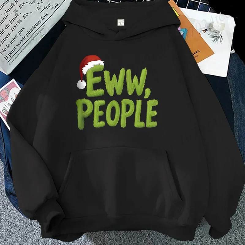 New Christmas Eww People Santa Hat Print Tracksuits Couple Hoodies Long Sleeve Sportwear Fashion Hooded Sweatshirts Xmas Gift