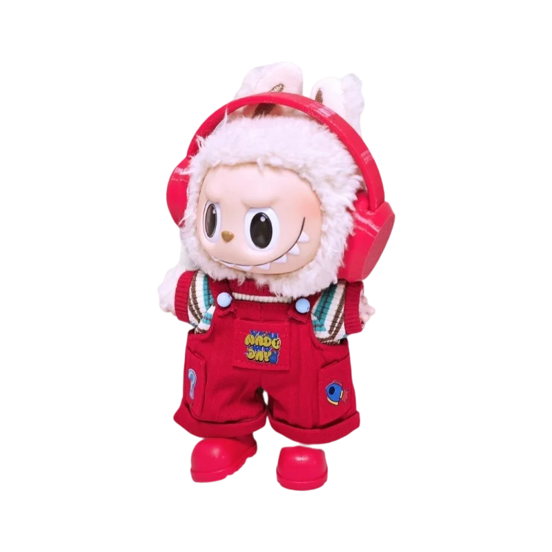 17cm Mini vêtements de poupée en peluche tenue accessoires pour corée Kpop Exo Labubu idole salopette pantalon ensemble Macaron poupée vêtements cadeau