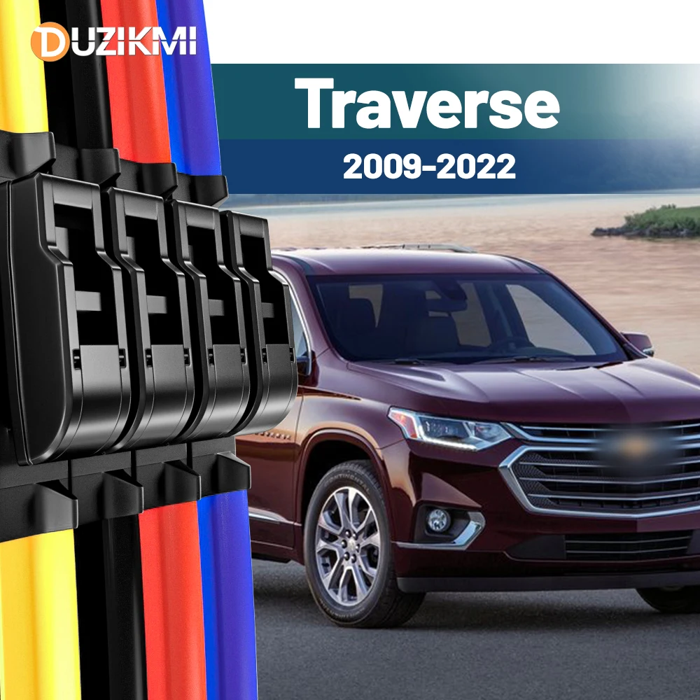 

For Chevrolet Traverse 2009-2022 2014 2015 2016 2017 2018 2019 2020 2021 2pcs Front Windshield Windscreen Wiper Blades Red Blue