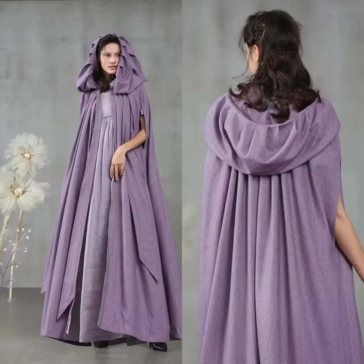 

Halloween Cloak With Hooded Princess Long Wraps Witch Wizard Vampire Coat Costume Wicca Robe Cosplay Custom Made