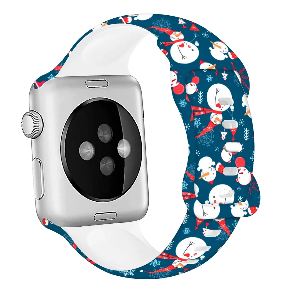 Kerst Siliconen Band Voor Apple Horlogeband Ultra/2 49Mm 10 42/46Mm 9 8 7 45Mm 41Mm Armband Iwatch 6 5 4 3 Se 44Mm 42Mm 40Mm