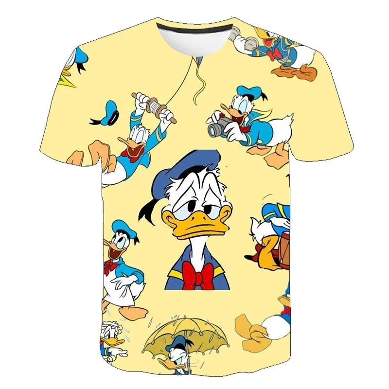 Disney Girls Boy TShirt Mickey Mouse Donald Duck Short Sleeve T-shirt 3D Print Children's Cartoon Kids Clothes Cute Baby Tops