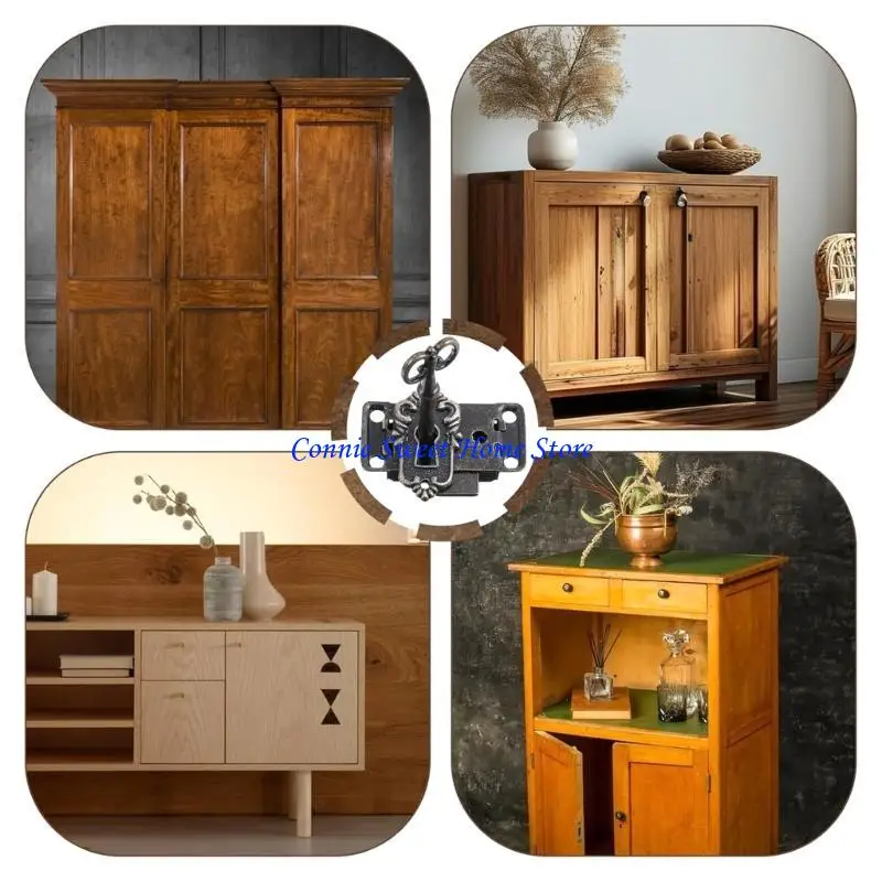 LXAF Pack of 2 Vintage Styles Lock for Antique Cabinets and Desk Drawers Daily Use