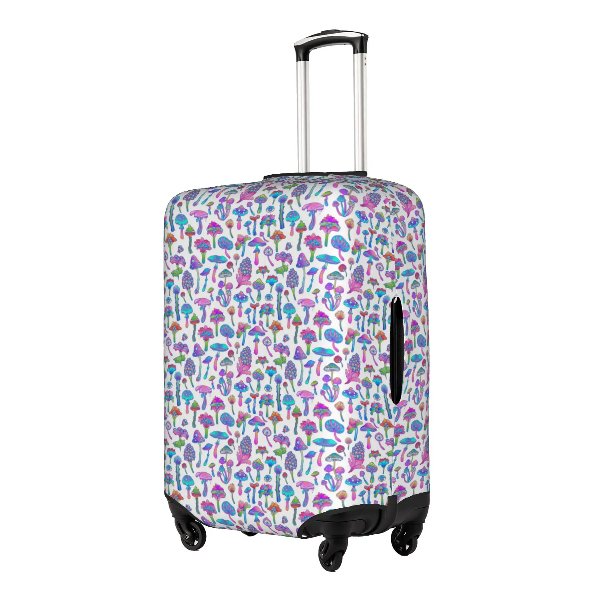 Psychedelic Magic Flowers Snd Mushrooms Luggage Cover Cute  Suitcase Protector Covers Suit For 18-32 inch