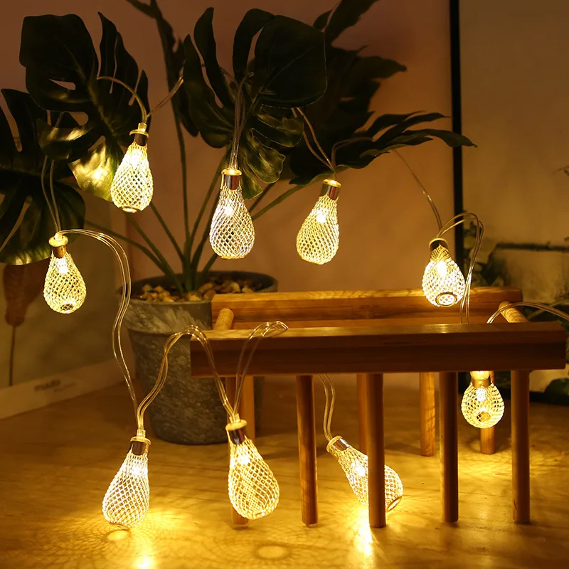 Iron Art Water Drop LED Battery Box String Lights
