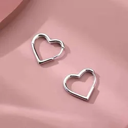 Simple Design Silver Color Hollow Heart Hoop Earrings For Women New Brand Fashion Ear Cuff Piercing Vintage Earring Gift