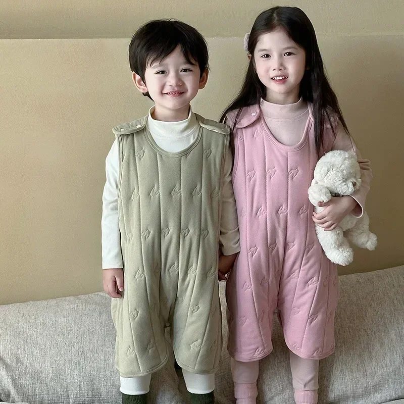 الخريف الشتاء الطفل جمبسوت من القطن الصوف الحرير الأطفال مكافحة ركلة لحاف بطانية رشاقته الدافئة الفتيان الفتيات الرضع داخلية ملابس خاصة