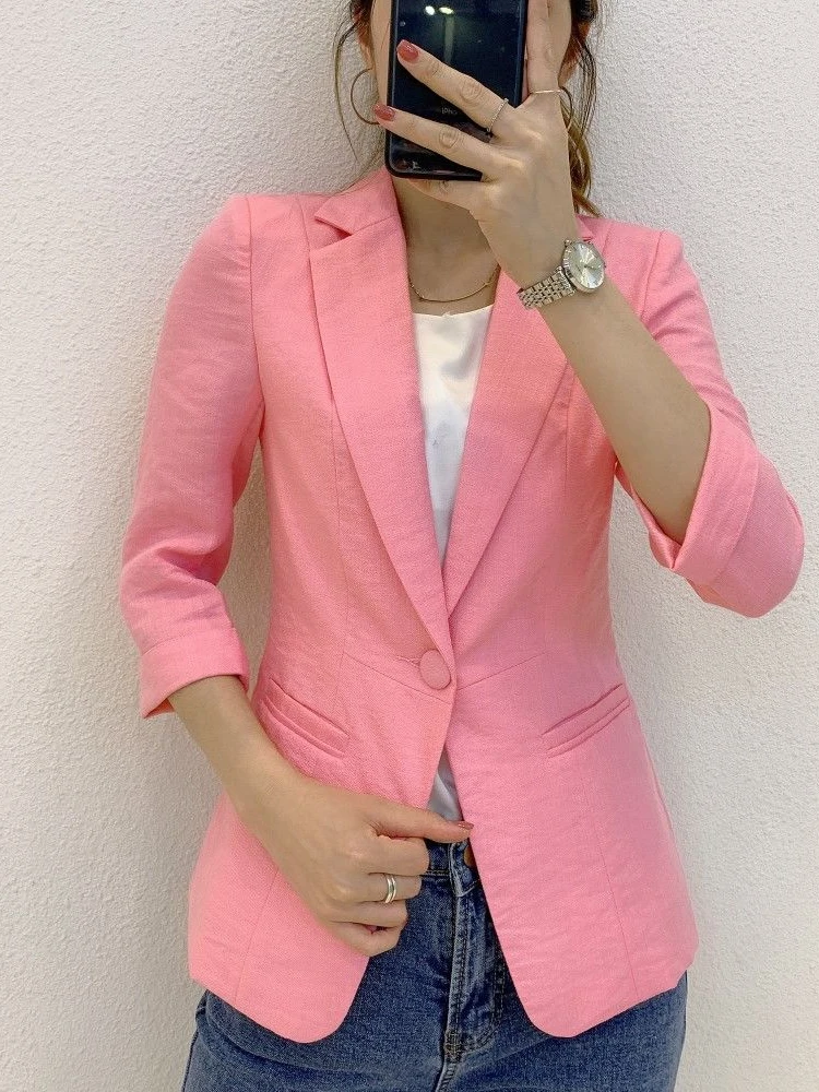 Women Single Button Blazers Business Office All-match Simple Temperament Soft Fashion Elegant Casual Work Streetwear New