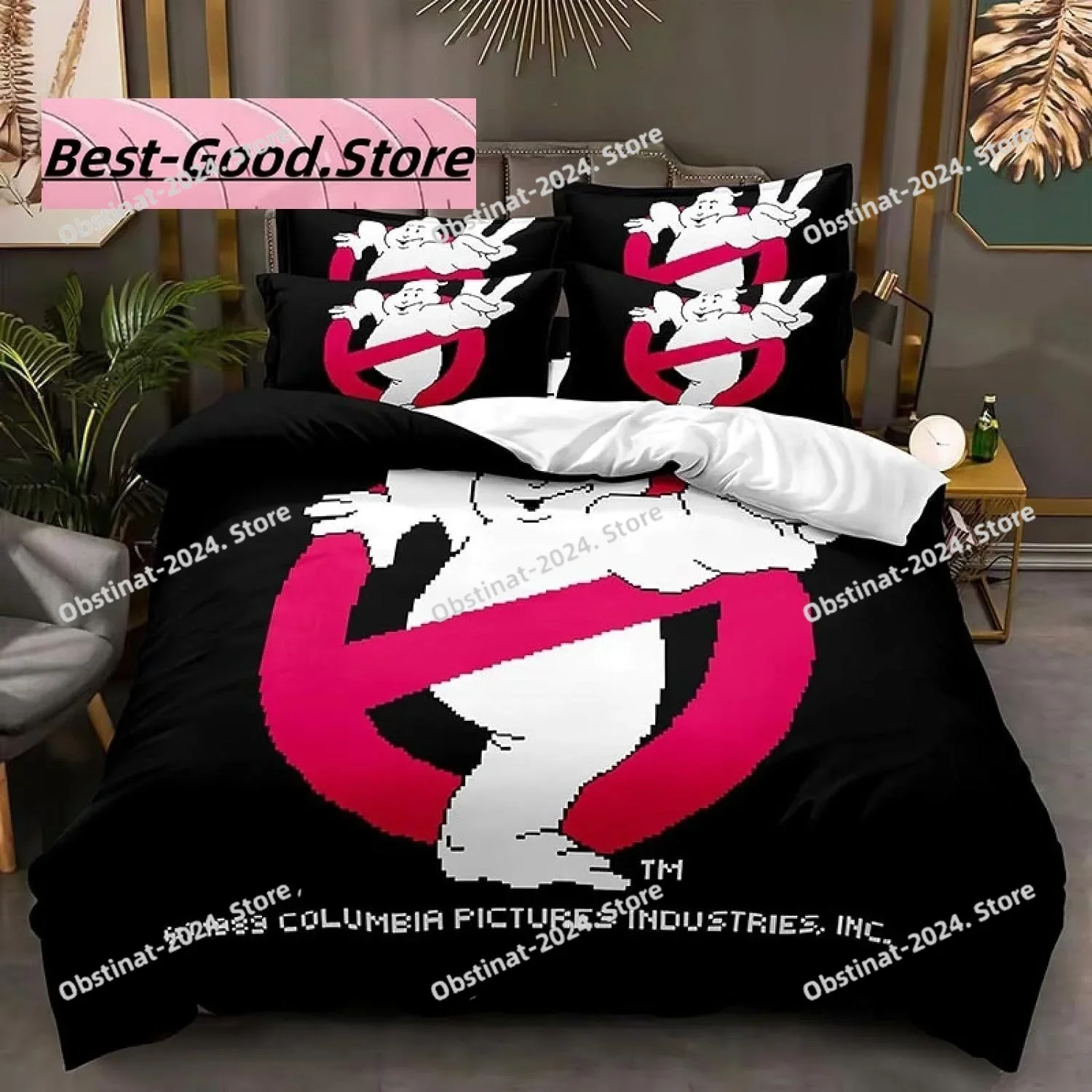 

3D Ghost Cartoon busters Bedding Set Printed single Comforter Quilt Bed Cover Duvet Cover Pillow Case 3 Pieces Kids Adult Size