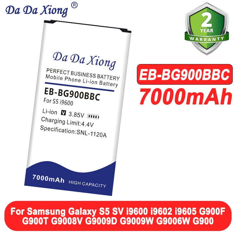 7000mAh Battery for Samsung Galaxy S5 EB-BG900BBC SV i9600 i9602 i9605 G900F G900T G9008V G9009D G9009W G9006W G900