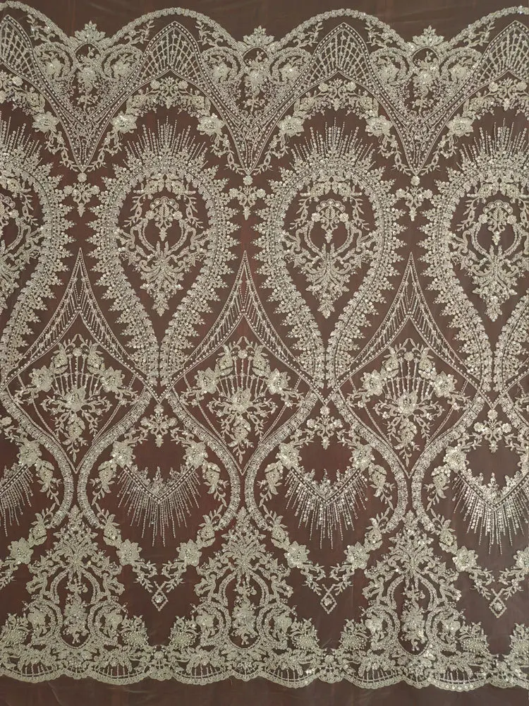 1yard white High-density Mesh Gauze Fabrics for clthing FLuxury nail embroidery lace Fabric DIY Wedding Dress accessories tela