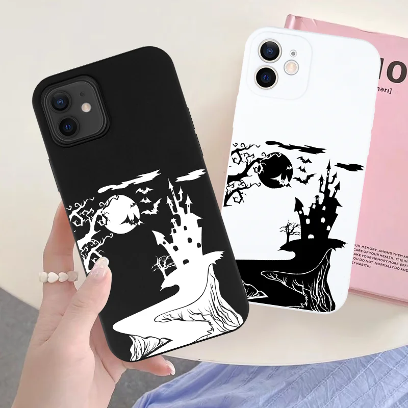 

Halloween Vampire Castle Bat Phone Case For iPhone 16 15 11 12 14 13 Pro Max Mini X XSMax XR 7 8 Plus SE4 16e Silica Cover Funda
