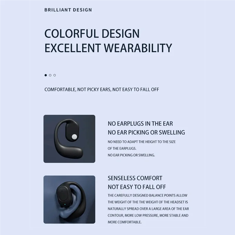 

-PQWN Wireless Headphones Bluetooth Headset With Microphone Bone Conduction Handsfree Noise Canceling Earphones