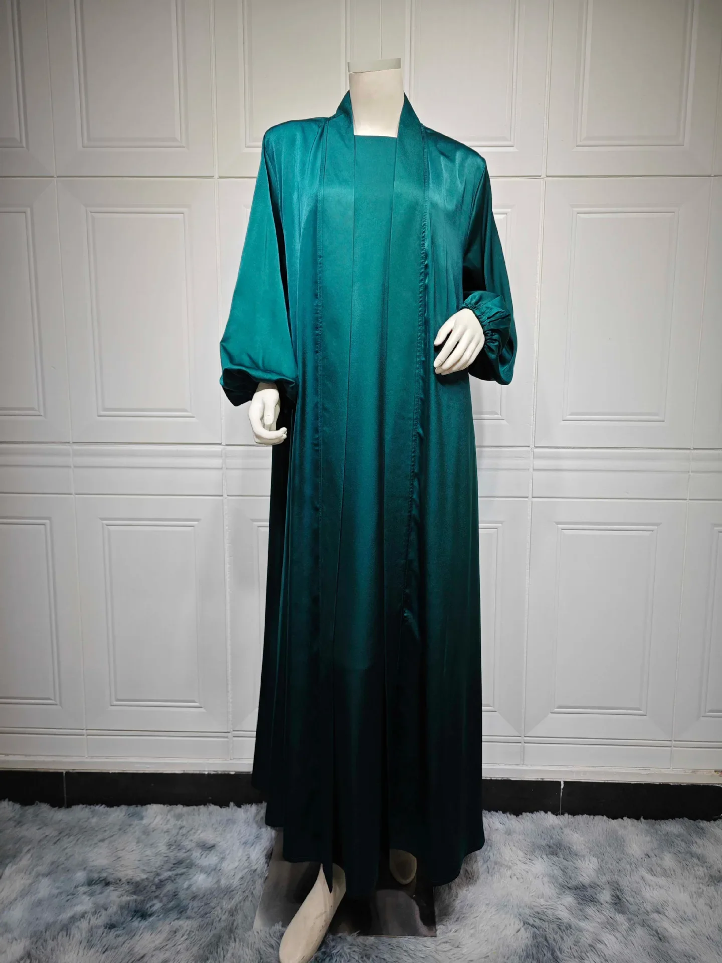 2 Piece Open Abaya Set Kimono with Sleeveless Inner Dress Luxury Abayas for Women Dubai Muslim Suit Sets Modest Islamic Outfits