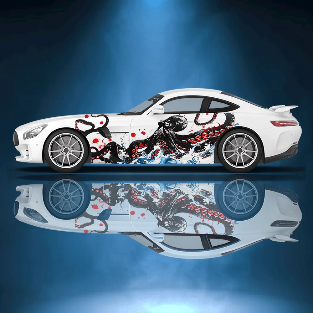 

Mutated Octopus Waves Car Vinyl Wraps Decal Self-adhesive PVC Sticker Suitable for Trucks SUV Decoration Auto Accessories Gift