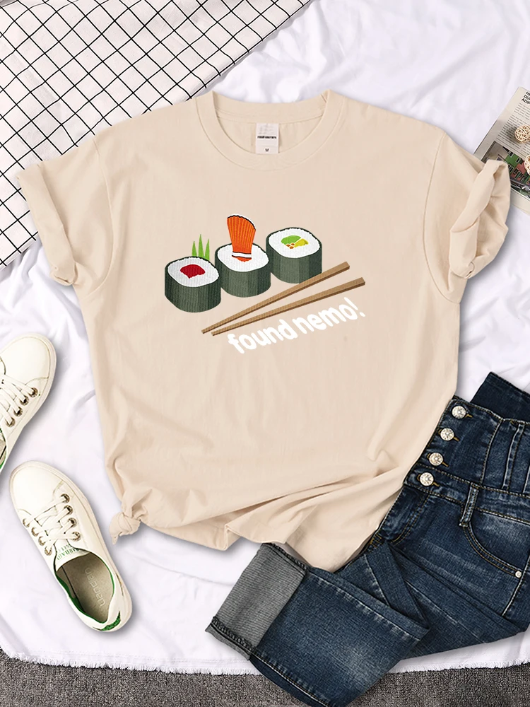 Nemo Found In Sushi Cartoons Printing Women T-Shirt Street Summer Short Sleeve Cool Sport Clothes Fashion Casual T Shirt Female