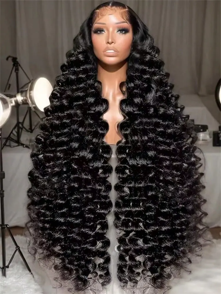 Perruque Lace Frontal Wig naturelle Loose Deep Wave, cheveux humains, Transparent HD, 5x5, sans colle, 13x4, 13x6, densité 250%