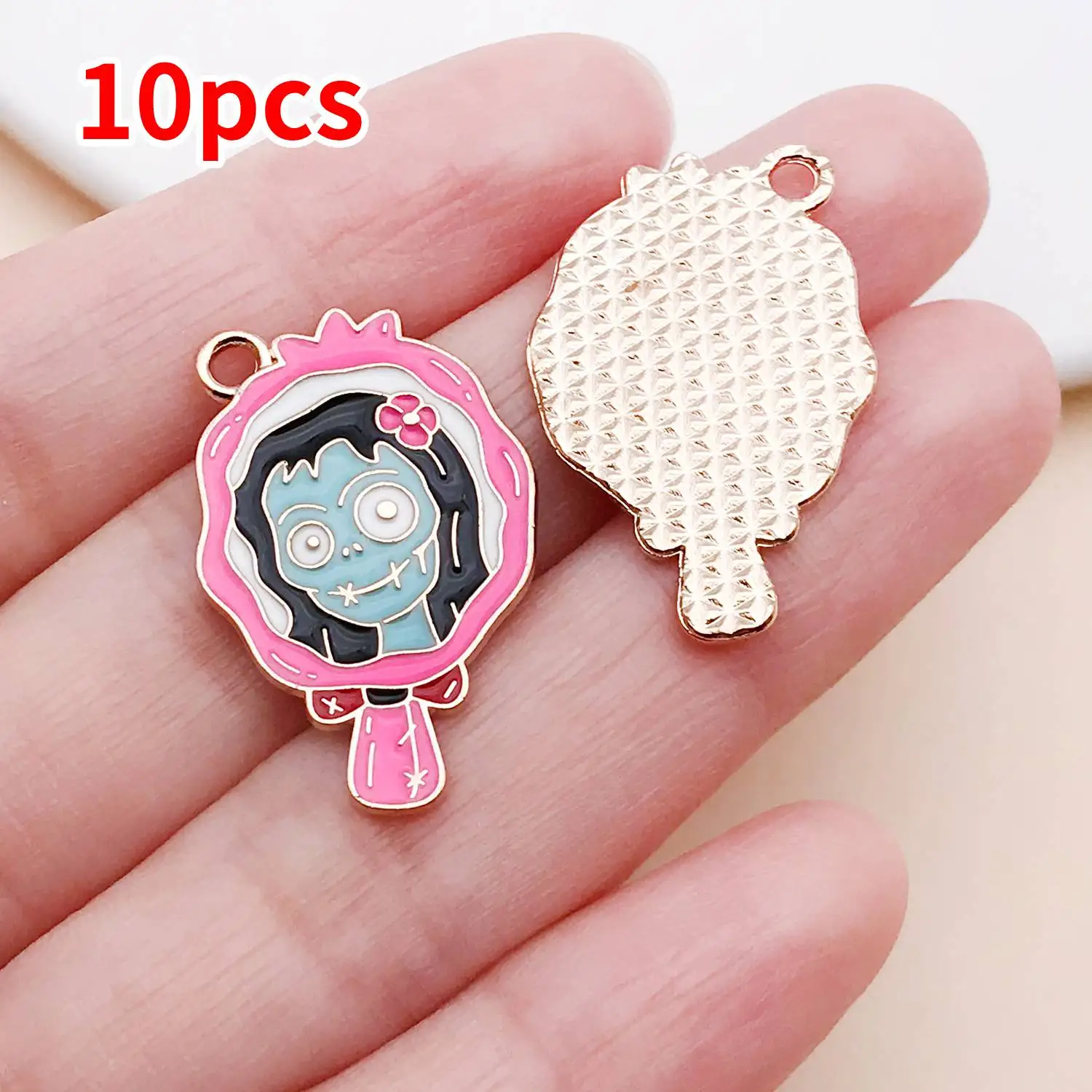 10pcs Creative Cute Ghost Enamel Charms for DIY Jewelry