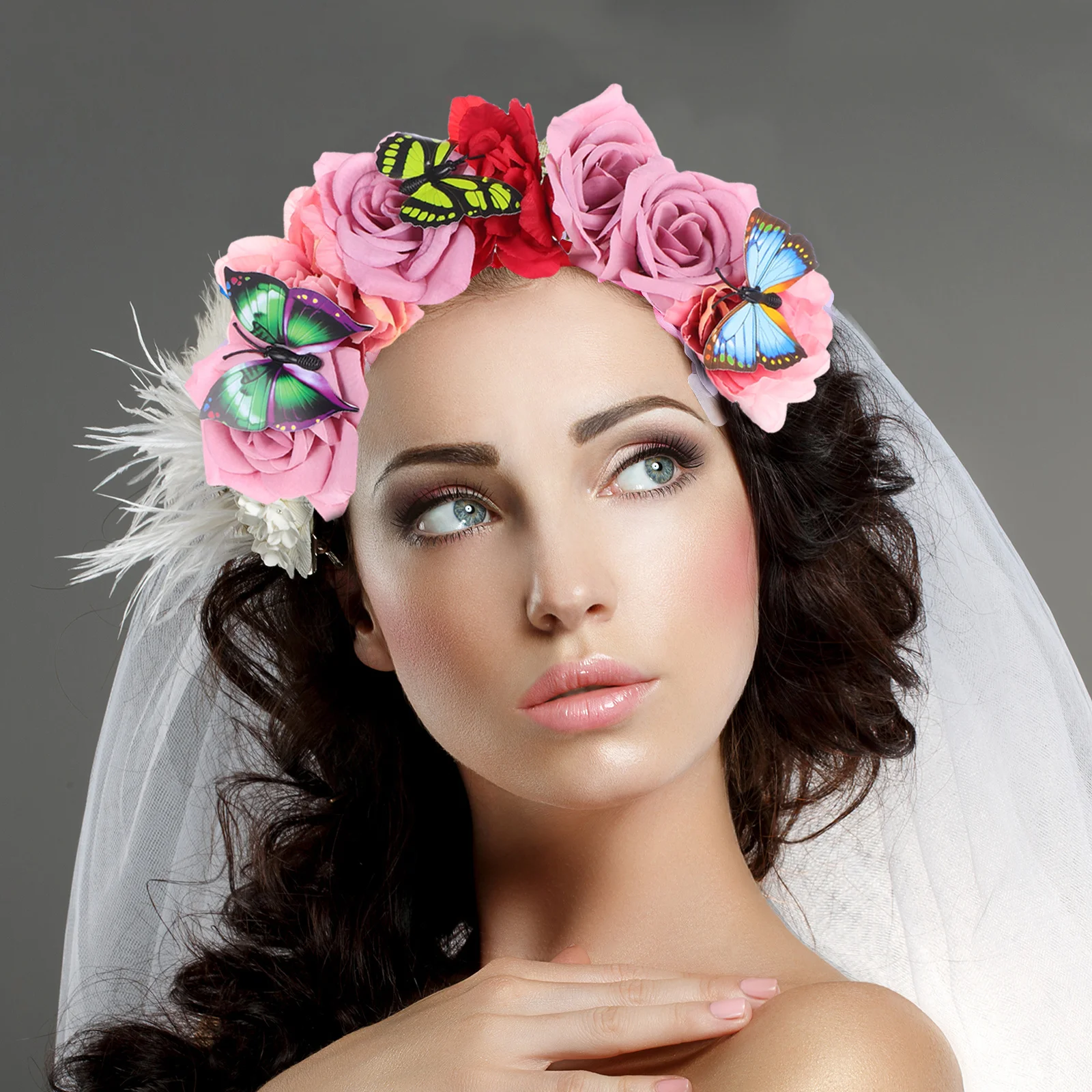 

Повязка на голову с цветочным принтом, прочное украшение в виде бабочки, подарок на Хэллоуин, Рождество, День святого Валентина, женский аксессуар для волос, головной убор