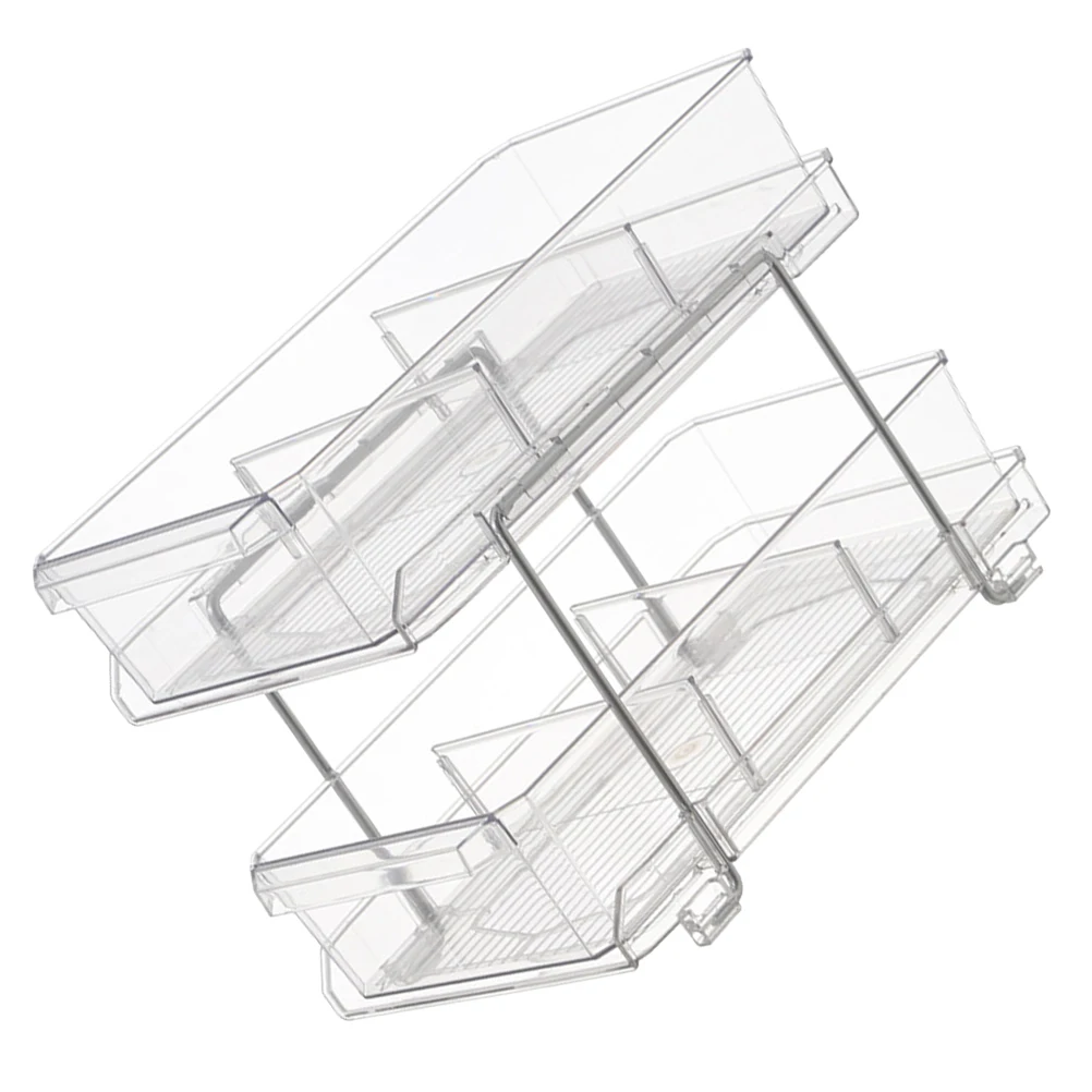 

1Set Two Tier Clear Sliding Storage Rack Bathroom Countertop Organizer with Dividers Multipurpose Storage Shelf for Kitchen