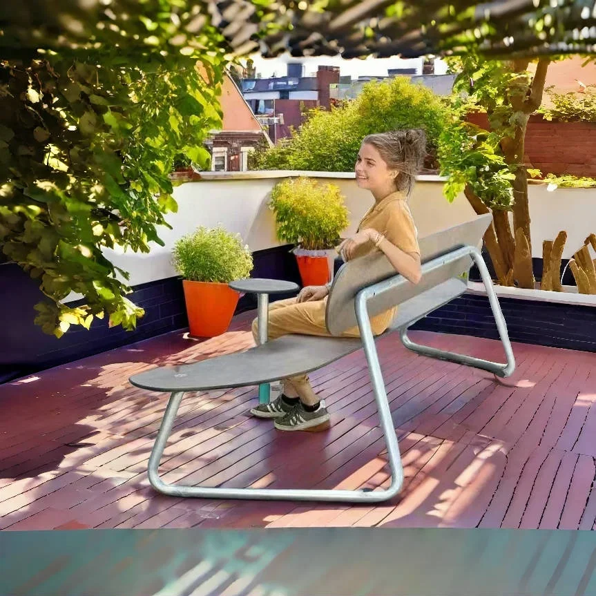 

Retro style outdoor leisure table and chair set wrought iron simple swing courtyard park community square one-piece bench