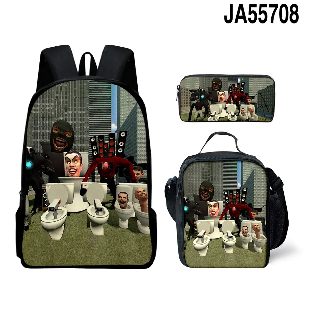 

Fashion Popular Novelty skibidi toilet 3D Print 3pcs/Set pupil School Bags Laptop Daypack Backpack Lunch bag Pencil Case