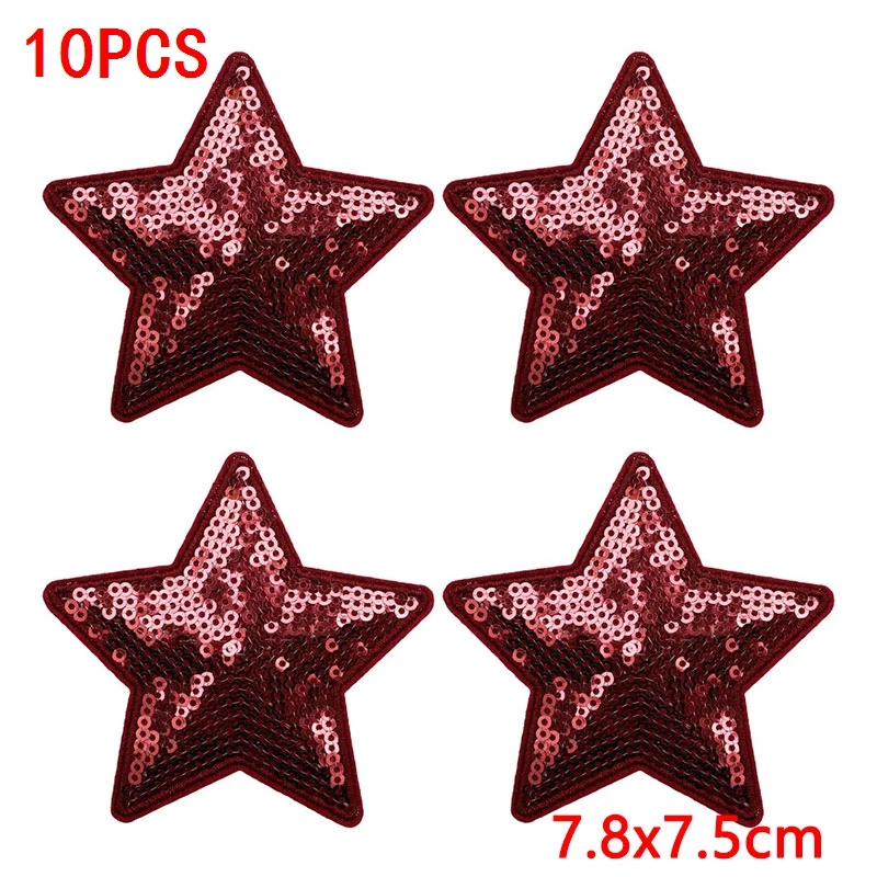 10 Stück Cheerleading-Pailletten-Stern-Aufnäher zum Aufbügeln für Kleidung, Cheer-Schleifen-Herz-Applikationen für Jacken, DIY – Detail 28