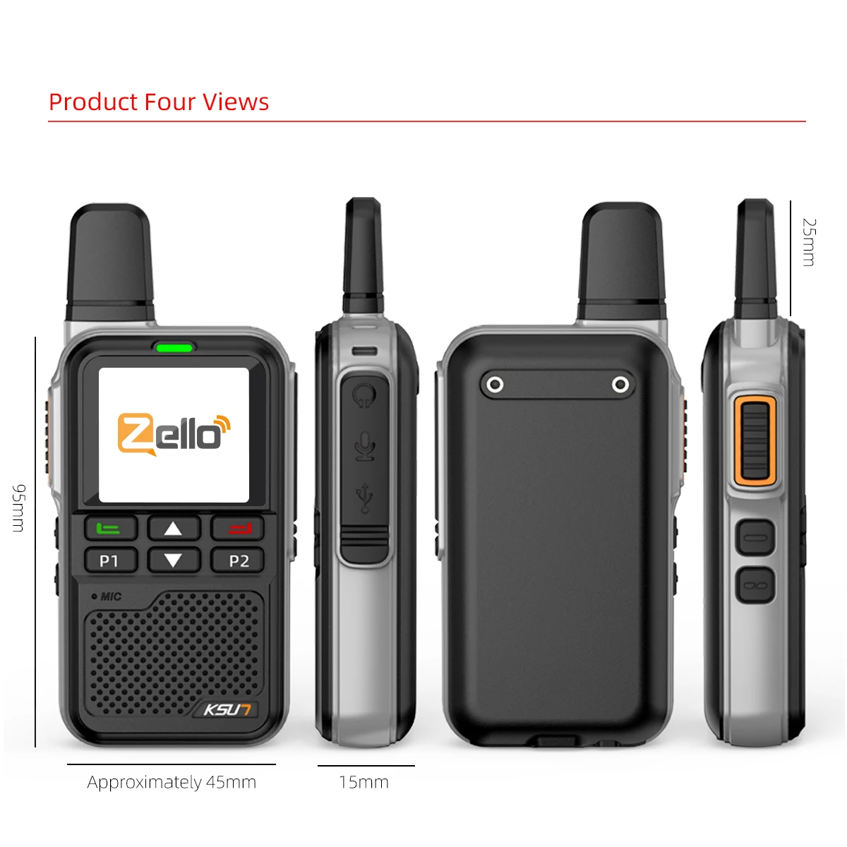 Imagem -03 - Ptt Zello Walkie Talkie 4g Cartão Sim Rede Wi-fi Rádio Celular Longo Alcance 100 Milhas Gps Profissional Ksun-zl38