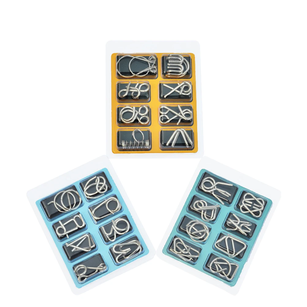 

Pcs IQ Test Toys Brain Teaser Metal Wire Puzzles Trick Toy Metal IQ Puzzle Board Game for Kids Adults