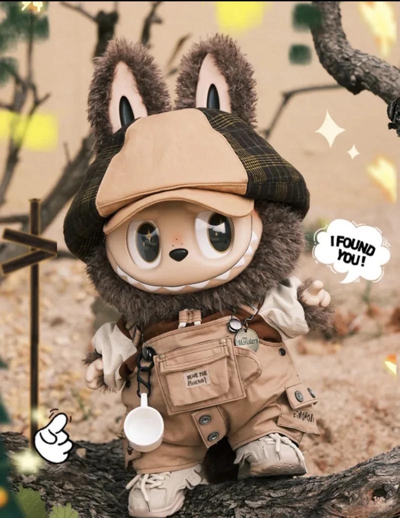 38/58cm The Monsters Labubu Clothes Mokoko Canvas Zimomo Clothes Overalls Labubu Baby Clothes 17cm Trendy Hoodie Camera No Doll