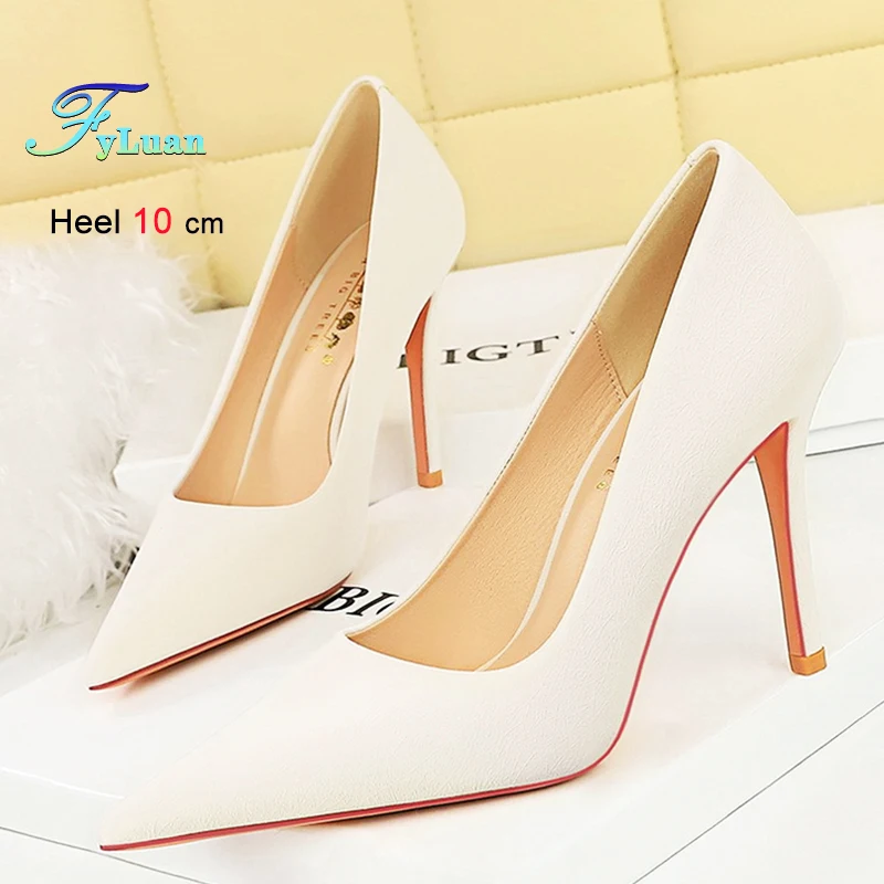 

Beige Red Black Wine-red Green Heels 10cm Women's Shoes Lacquered Leather Pointed Stilettoes Shallow Mouth Pumps Nightclub Shoes