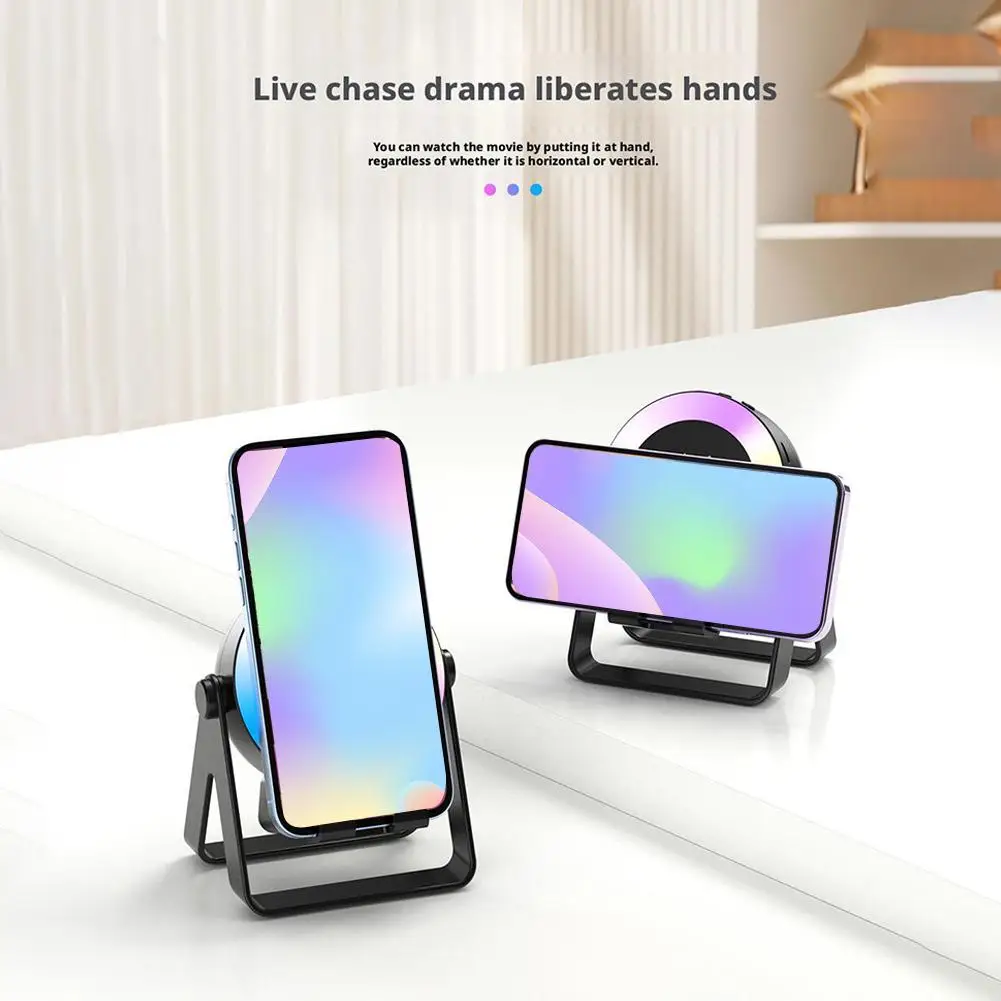 

Portable Wireless Bluetooth Induction Audio Speaker Stands Holder With Universal Speaker Sensor Phone Smart LED N8N9