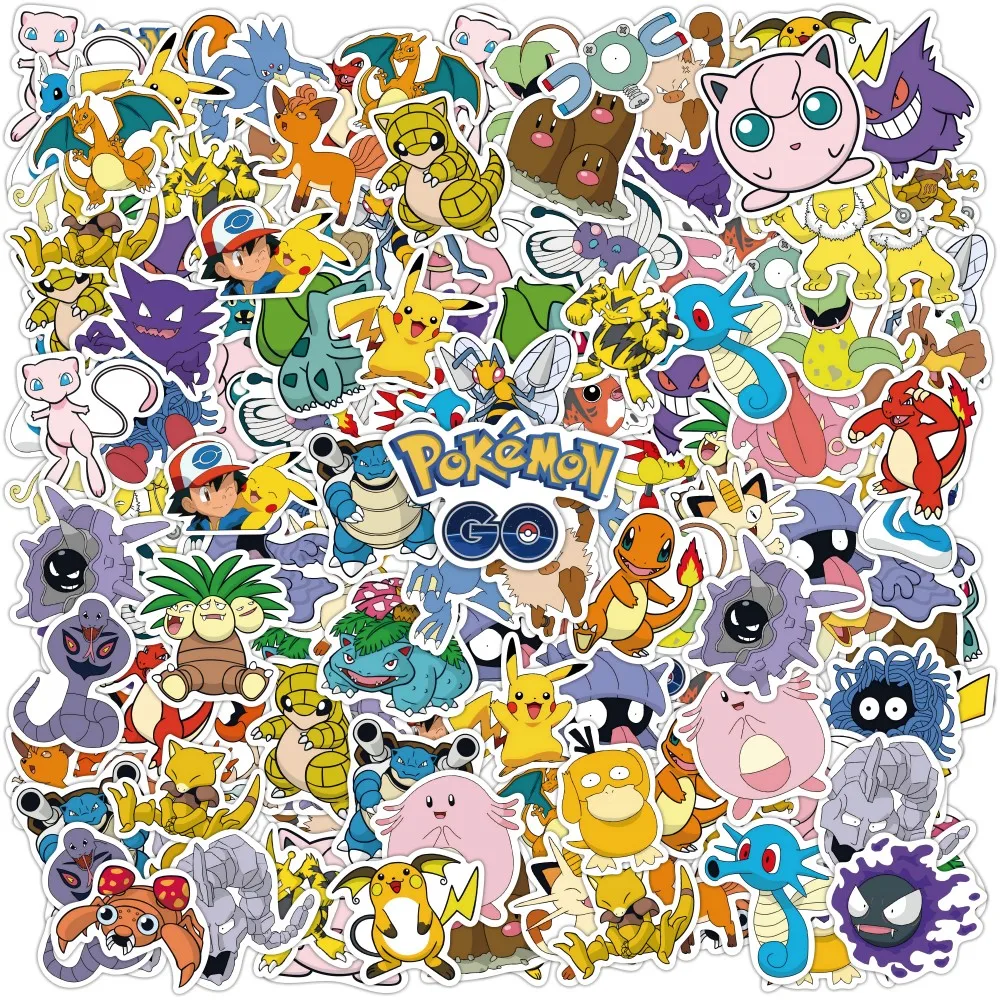 50PCS Anime Pokemon Cute Stickers Graffiti Decoration DIY Skateboard Phone Fridge Bike Cartoon Decals Sticker for Kid Toy Gift