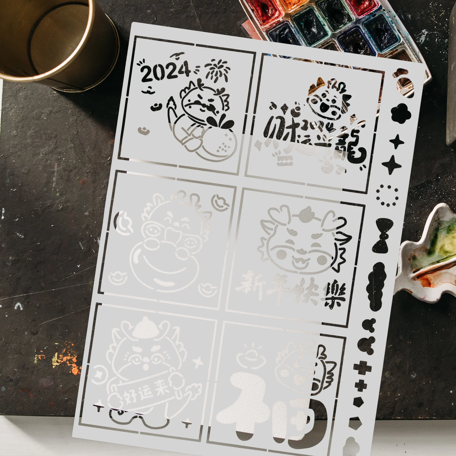 

New Year Template Craft Stencils Reusable Painting for Drawing Plastic High Quality White