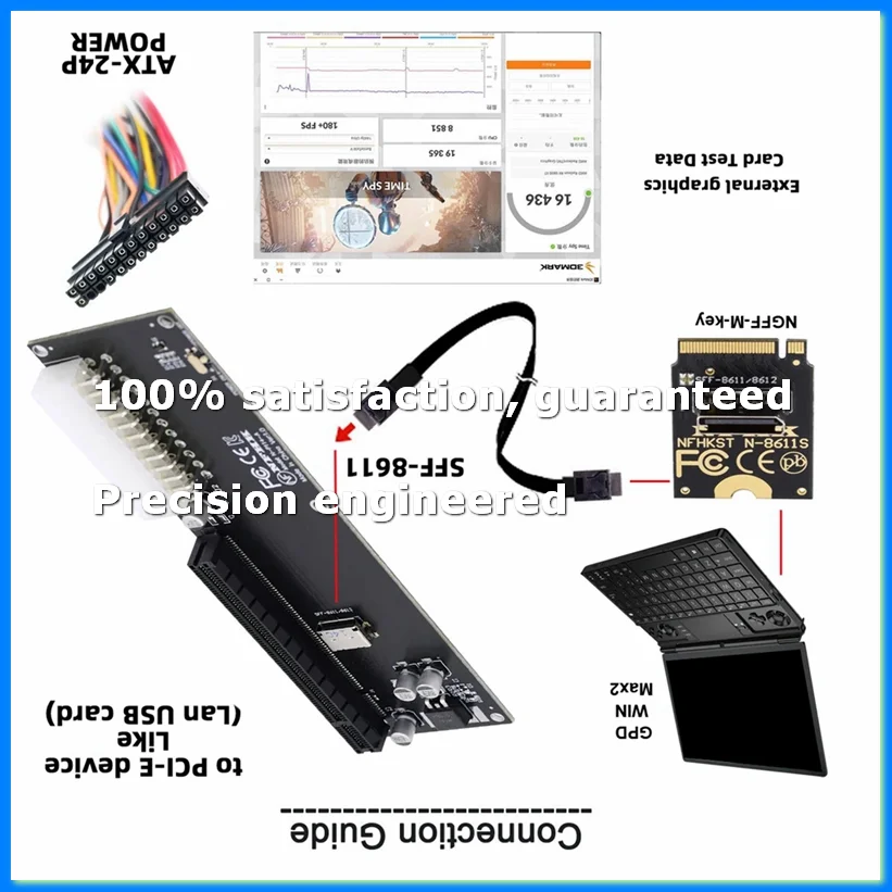 

For Oculink SFF-8612 SFF-8611 Adapter Card PCI-E 16X 2230 M.2 M-Key Adapter for WIN Max2 External Graphics Card-A07G