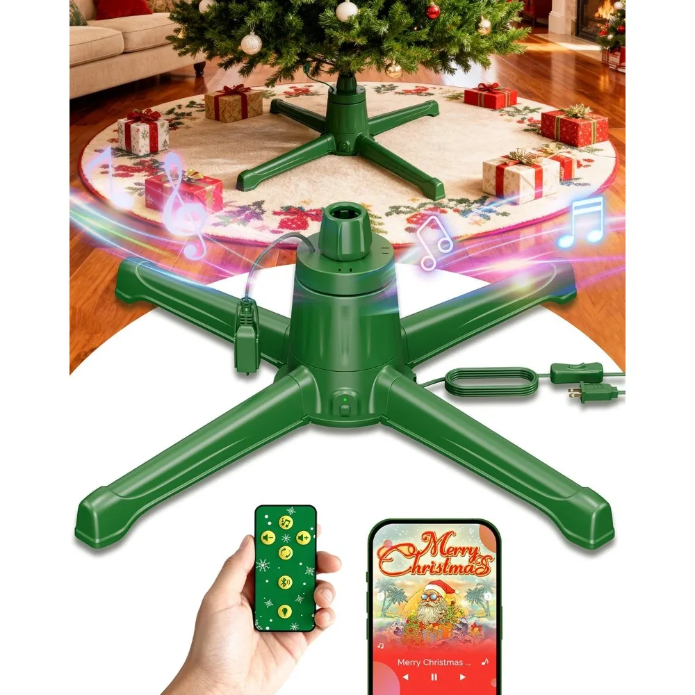 

Musical Rotating Christmas Tree Stand with Remote Control, 360-Degree Tree Stand Base for Up to 9FT & 120lb Artificial Trees