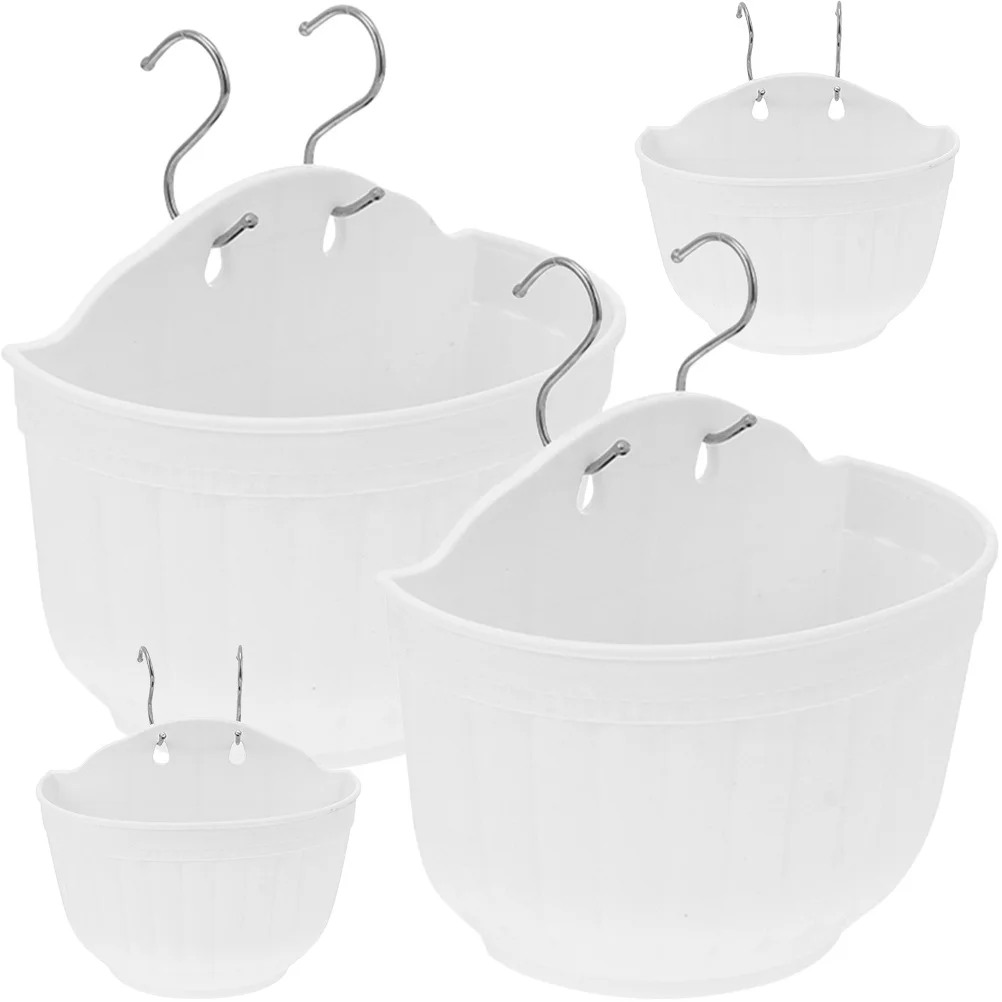

4Sets Wall Hanging Flower Pots Sturdy Resin Construction Suitable for Garden Yard Balcony Indoor Outdoor Plant Holder Decorative