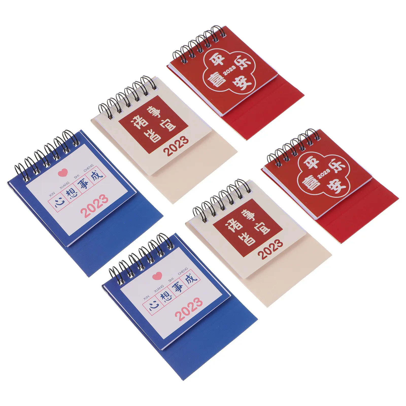 

Набор из 6 мини-календарей в китайском стиле, прочный бумажный материал, ежедневный планировщик, декоративное украшение для стола, для офиса, учебы, дома