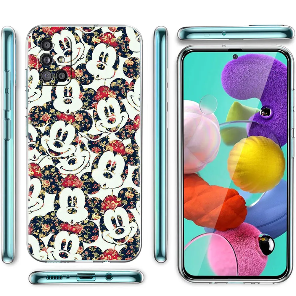 Disney Clear Case For Samsung Galaxy A52 A51 A12 A32 A72 5G A21s A71 A31 A50 Transparent Soft Cover Cartoon Mickey Mouse Coque