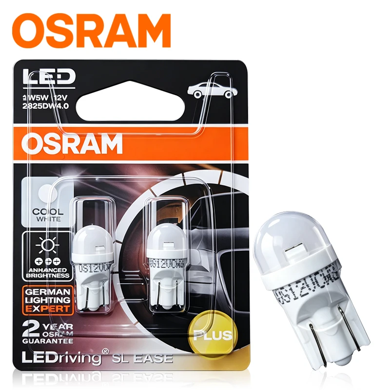 Bombillas LED OSRAM T10 W5W 194, Lámparas de Señalización LED Blancas de 6000K, Luz Interior de Lectura, Bombillas para Automóvil 2825DW 12V LEDriving SL EASE