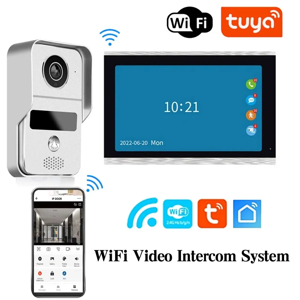 TUYA 10 Inch WiFi Video Intercom TUYA Smart Home APP Wireless Video Door Phone RFID Access Control System for Villa Apartment