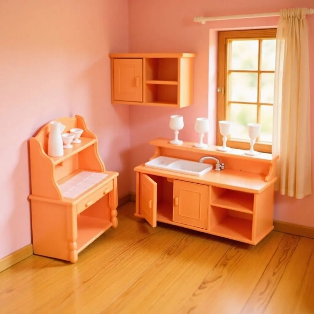 Mini meubles de maison de poupée de haute qualité, multi-styles en plastique, Table à manger Miniature, chambre à coucher, ensemble de jeu de cuisine