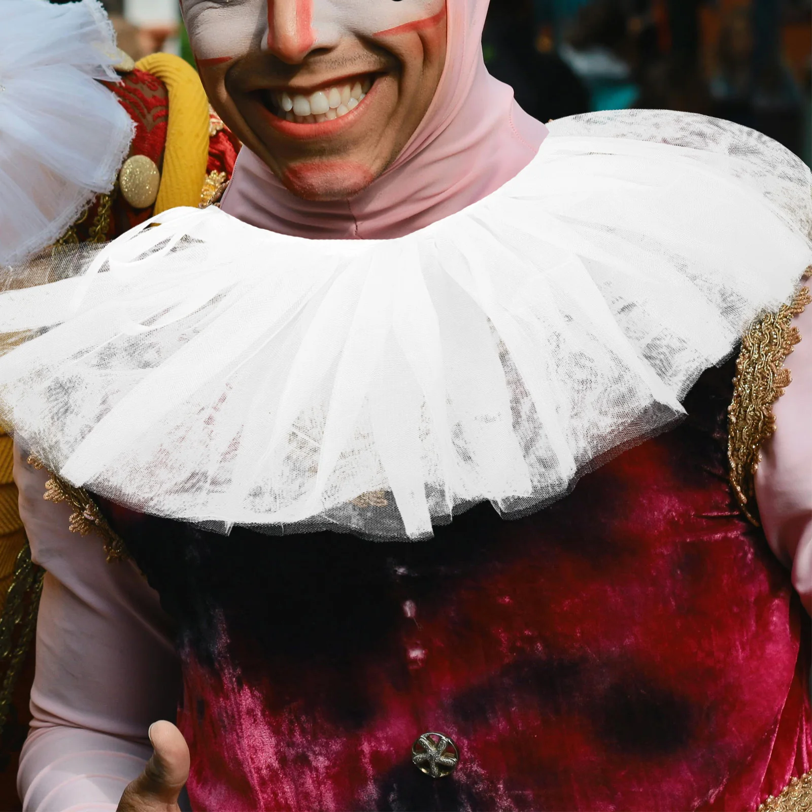 

Vintage Tulle Ruffled Collar Fake Victorian Clown Neck Accessory Renaissance Costume Decorative Mesh Ruffle Clown Collar Women