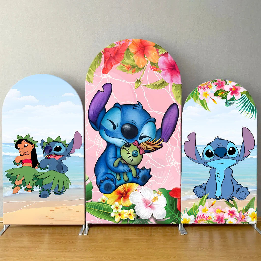 

Lilo & Stitch Arch Backdrop Cover Disney Theme Custom Beach Kids Birthday Party Summer Hawaii Baby Shower Photography Background