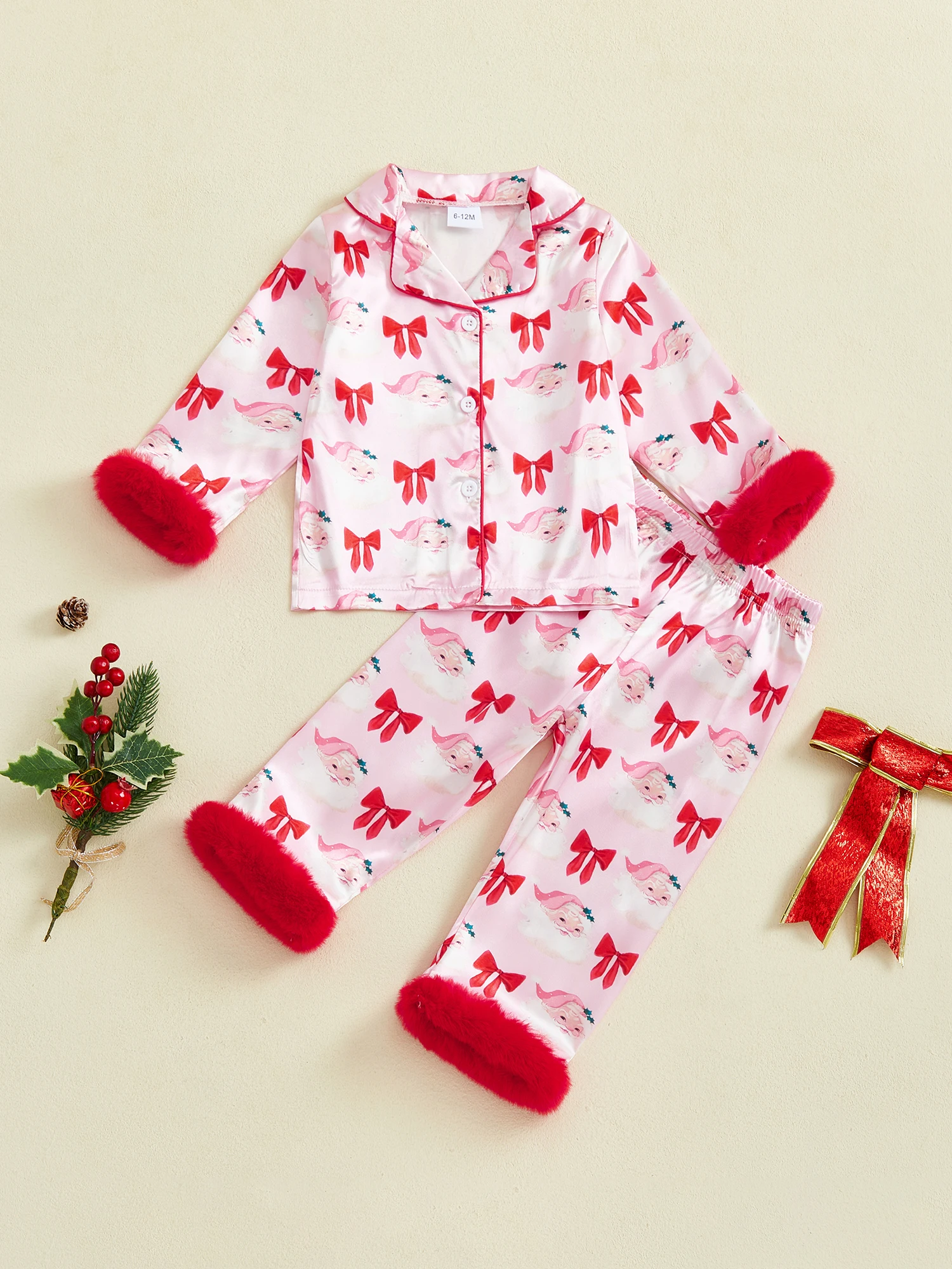 

Girls Christmas Pajamas Set Reindeer Print Shirts Tops Long Pants 2 Pieces Lounge Suit Sleepwear for Toddlers