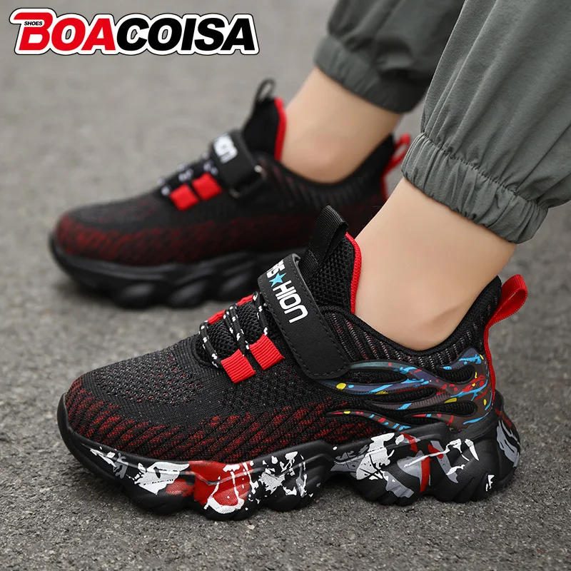 

Детская обувь для мальчиков и девочек на открытом воздухе, спортивная обувь для бега, тенниса, нескользящая детская сетчатая обувь на плоской подошве, уличная повседневная модная обувь для прогулок студентов