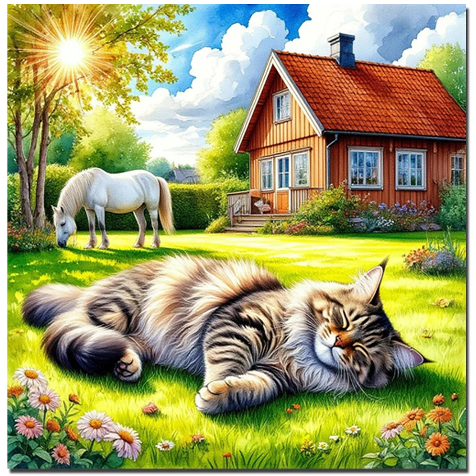 

Diamond Mosaic Full Square Round Cat Animal Horse Diamond Art Painting Cross Stitch Sets Handcraft And Creativity Wall Decor