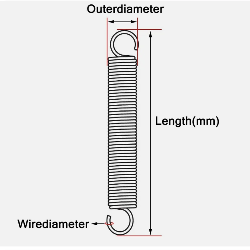 2Pcs Expansion Spring Galvanized Tension Spring Wire Diameter 1.2x8/9/10/12/14 Tension Spring Suitable For Automation Equipment