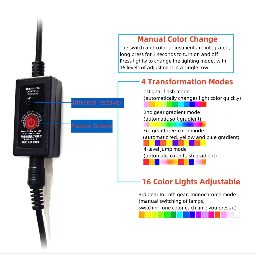 IP68 impermeabile RGB LED luce subacquea 36leds DC12V Fish Tank Aquascaping lampada a bolle ossigenata 21K 24K 40K telecomando